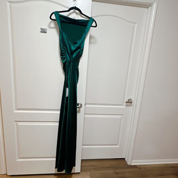 Reformation Anaiis Silk Maxi Dress Forest Green Size 4 - Picture 6 of 7